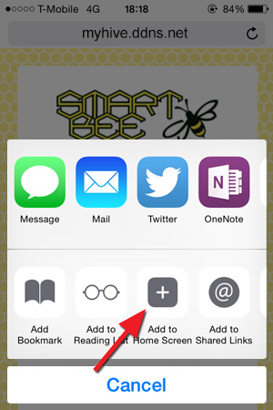click “Add to Home Screen” which will add a shortcut icon to your device